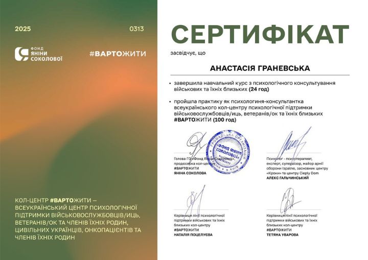 сертификат психолога